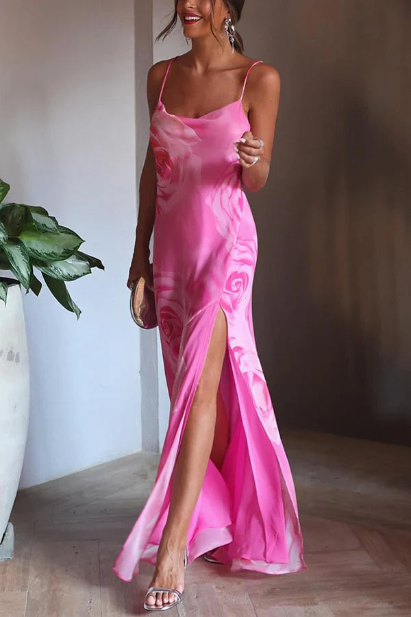 CM | You Get The Picture Maxi Vestido Floral con Cuello de Vaca y Aberturas