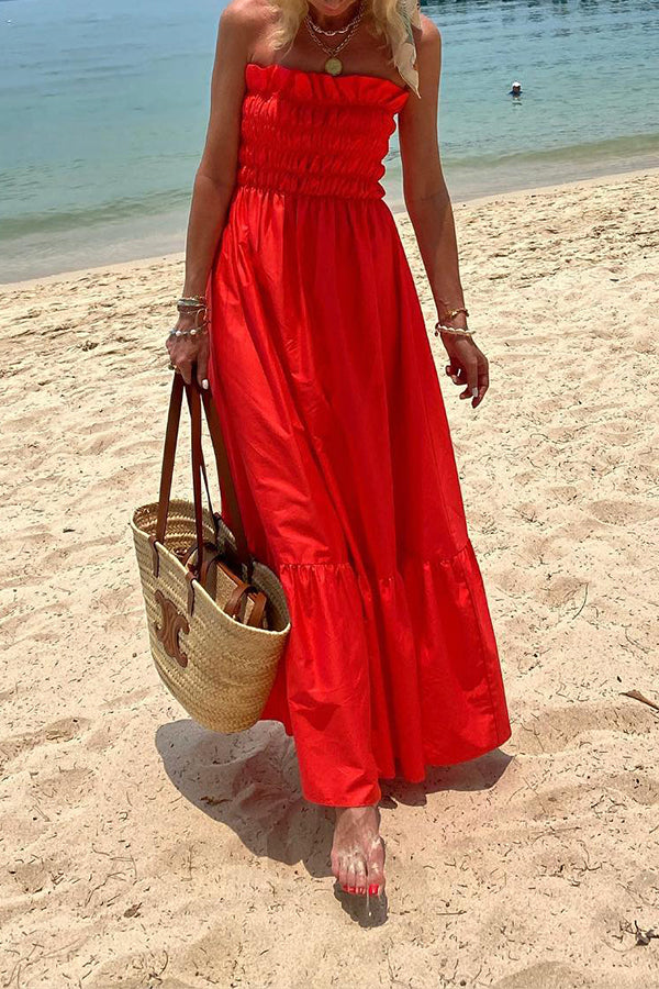 CM | Passionate Beach Vestido Largo Plisado Bandeau Resort