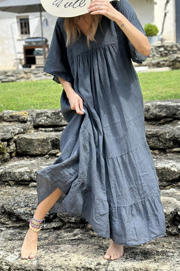 CM | MIRA maxi vestido con escote en V y rayas