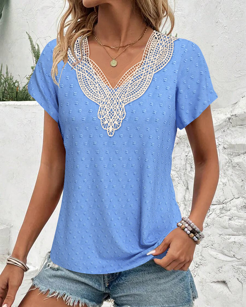 CM | Blusa 3D costura floral manga corta
