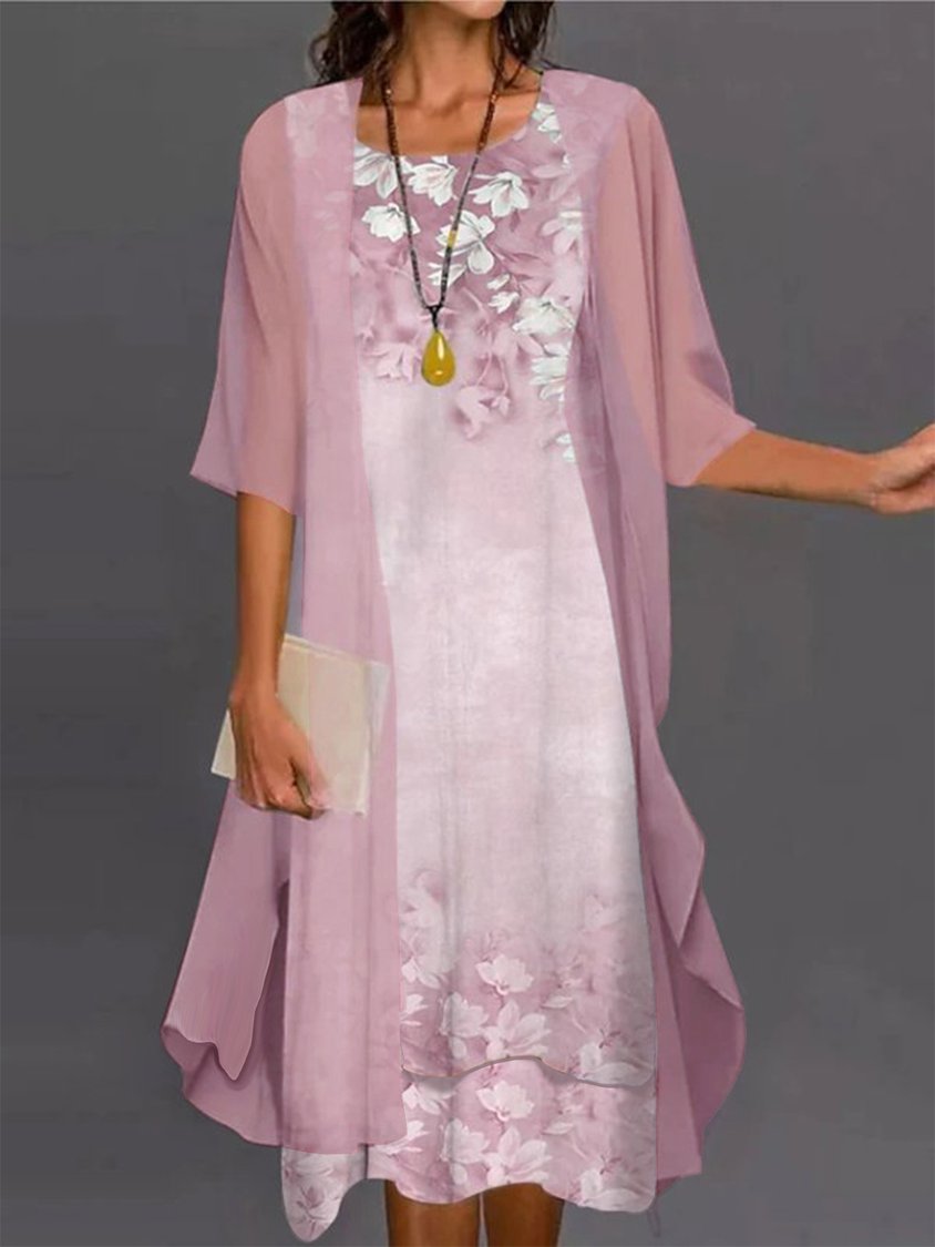 CM | vestido midi de dos piezas con estampado floral para mujer AH315