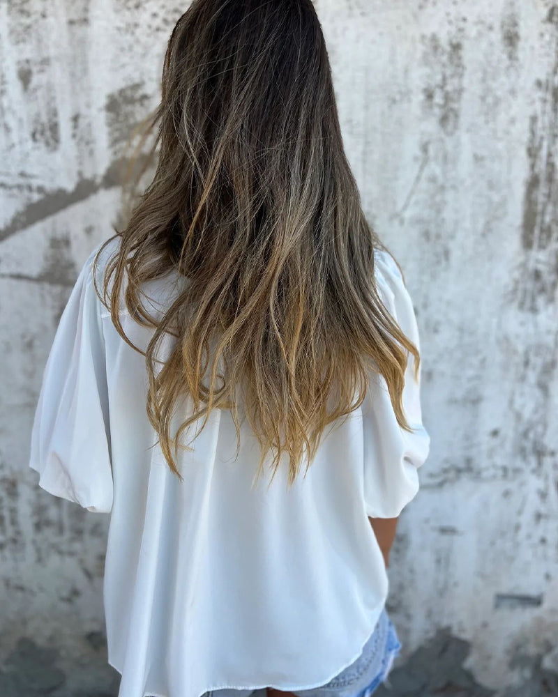 CM | Blusa Casual Moda Manga Corta Unicolor