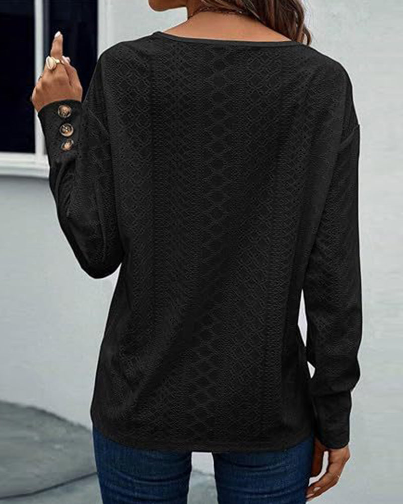 CM | Blusa casual cuello en V hueco monocromo