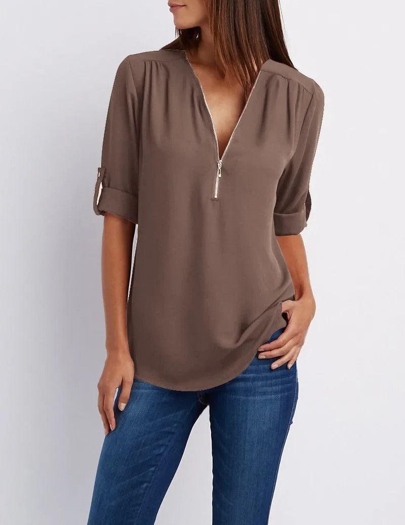 CM | Blusa casual con cremallera | Blusa Frieda