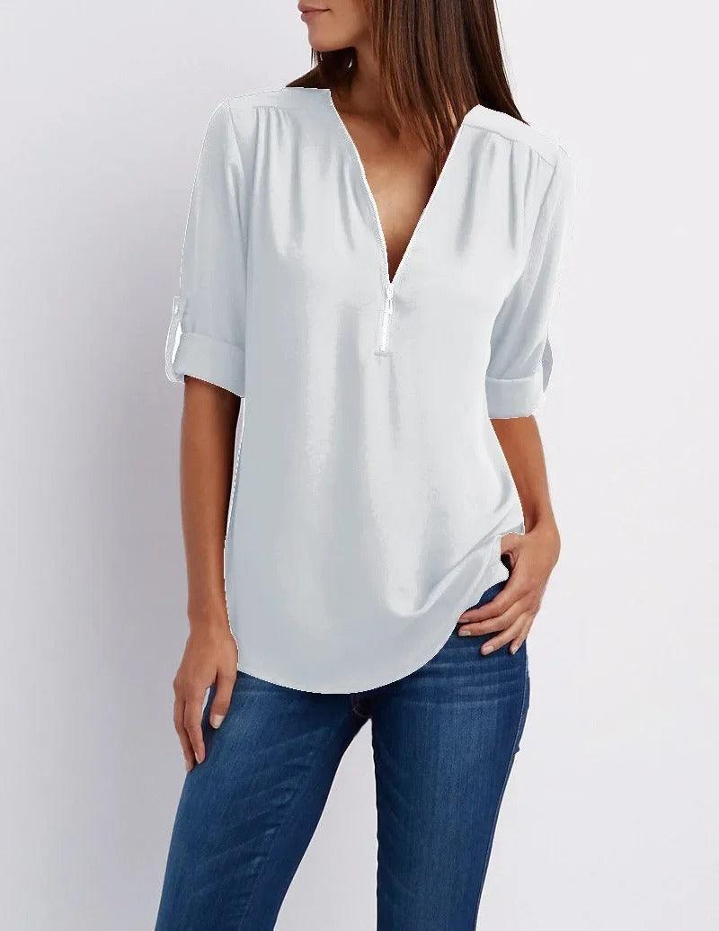 CM | Blusa casual con cremallera | Blusa Frieda