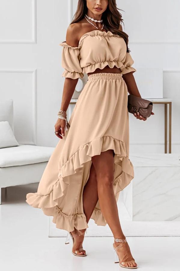 CM | Traje vestido midi sin hombros