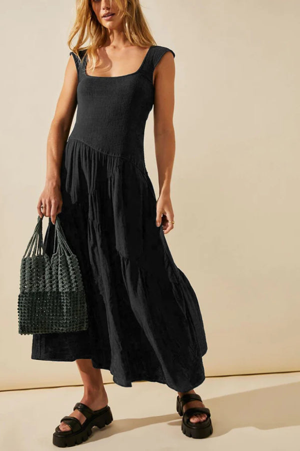CM | MAXI VESTIDO FEMENINO CON VOLANTES