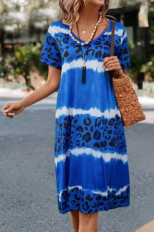 CM | Vestido Midi Casual con estampado de leopardo degradado