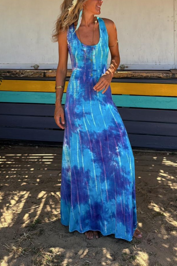 CM | Vestido maxi elástico con espalda cruzada