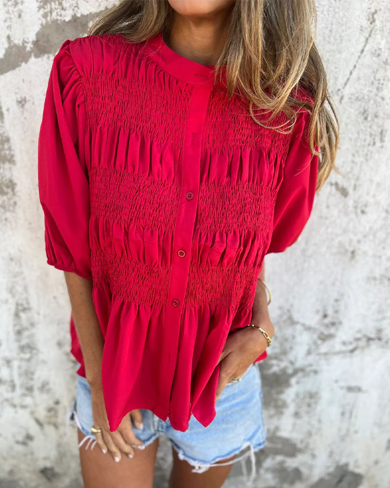 CM | Blusa Casual Moda Manga Corta Unicolor