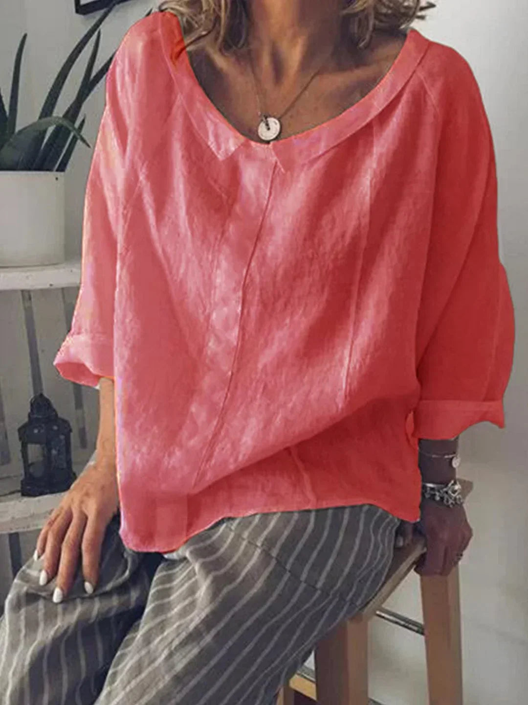 CM | Camisa monocolor de señora con solapas pequeñas