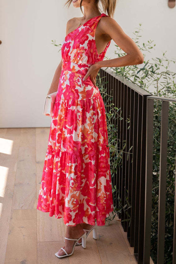 CM | Vestido midi sin mangas, de largo medio y hombros descubiertos