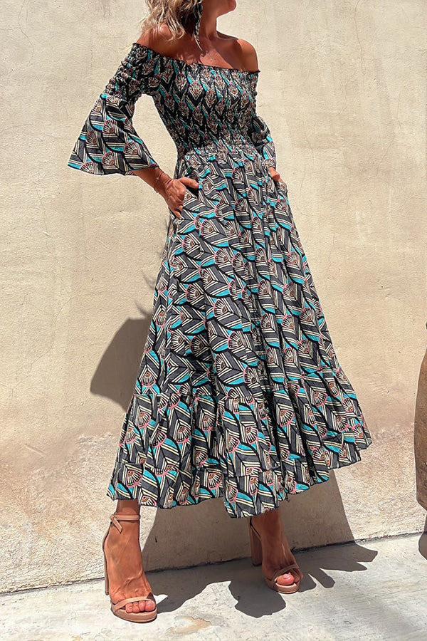 CM | VESTIDO LARGO BADO GEOMÉTRICO