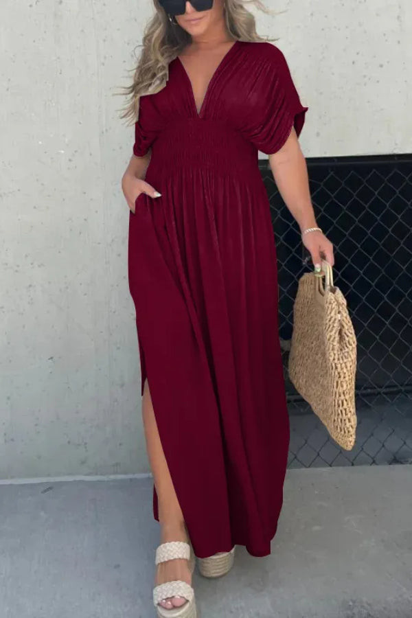 CM | MAXI VESTIDO LARGO CON ESCOTE EN V SIN ESFUERZO (COMPRA 2 ENVÍO GRATIS)
