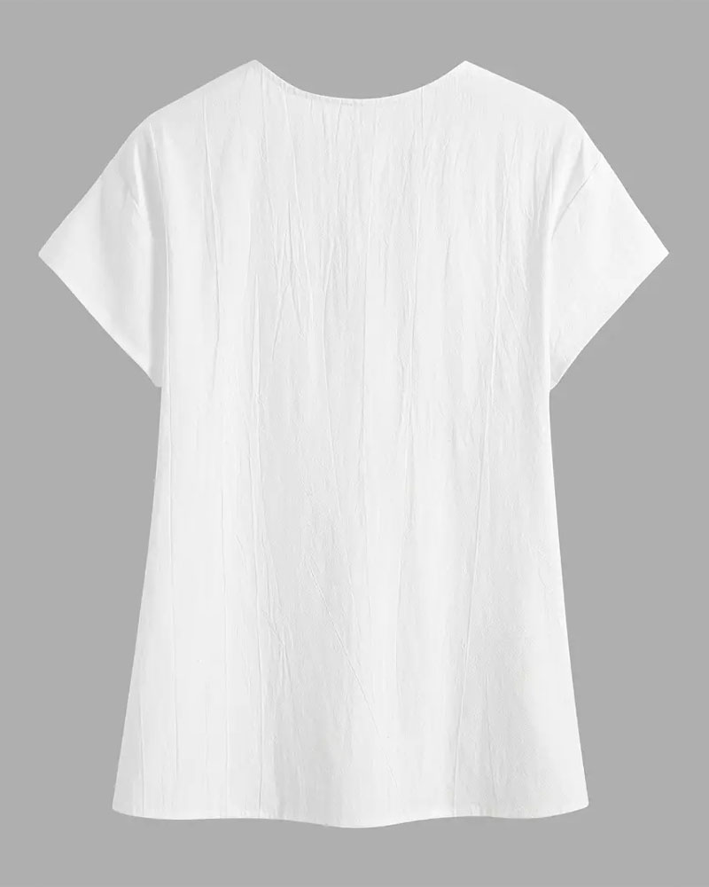 CM | blusa cuello botón monocolor manga corta