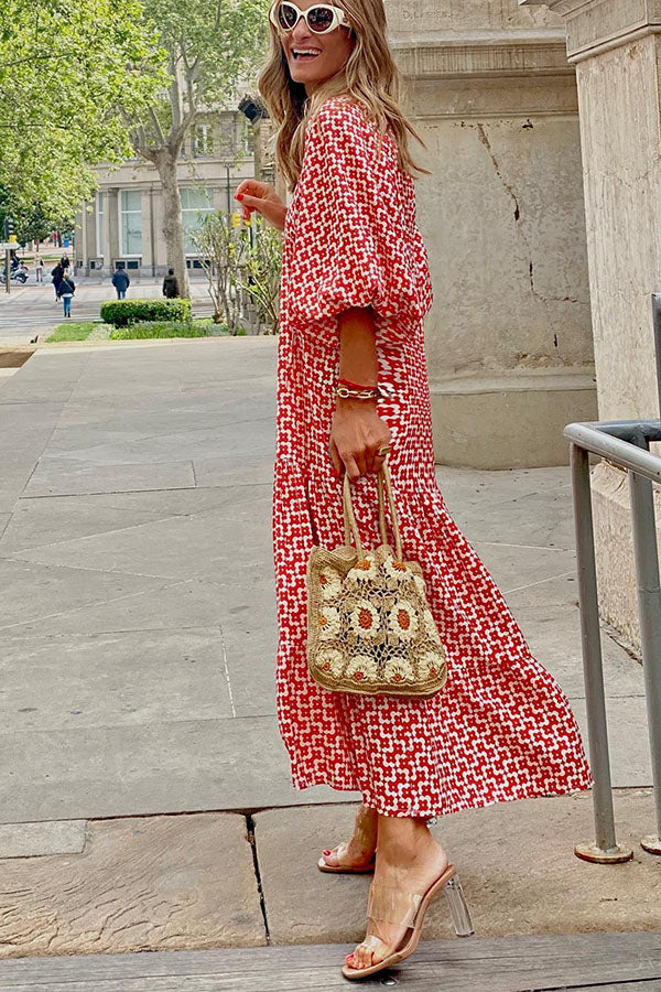 CM | Vestido midi con mangas abullonadas