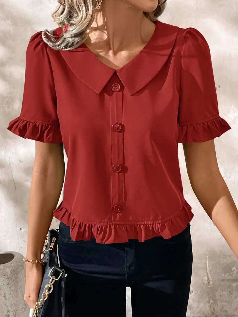 CM | Blusa casual con cuello en V para mujer