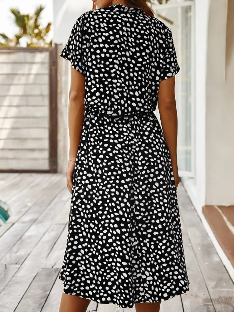 CM | vestido midi holgado para mujer con cinturón