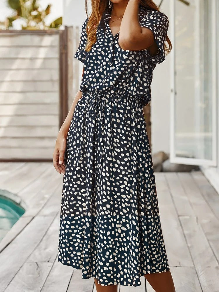 CM | vestido midi holgado para mujer con cinturón