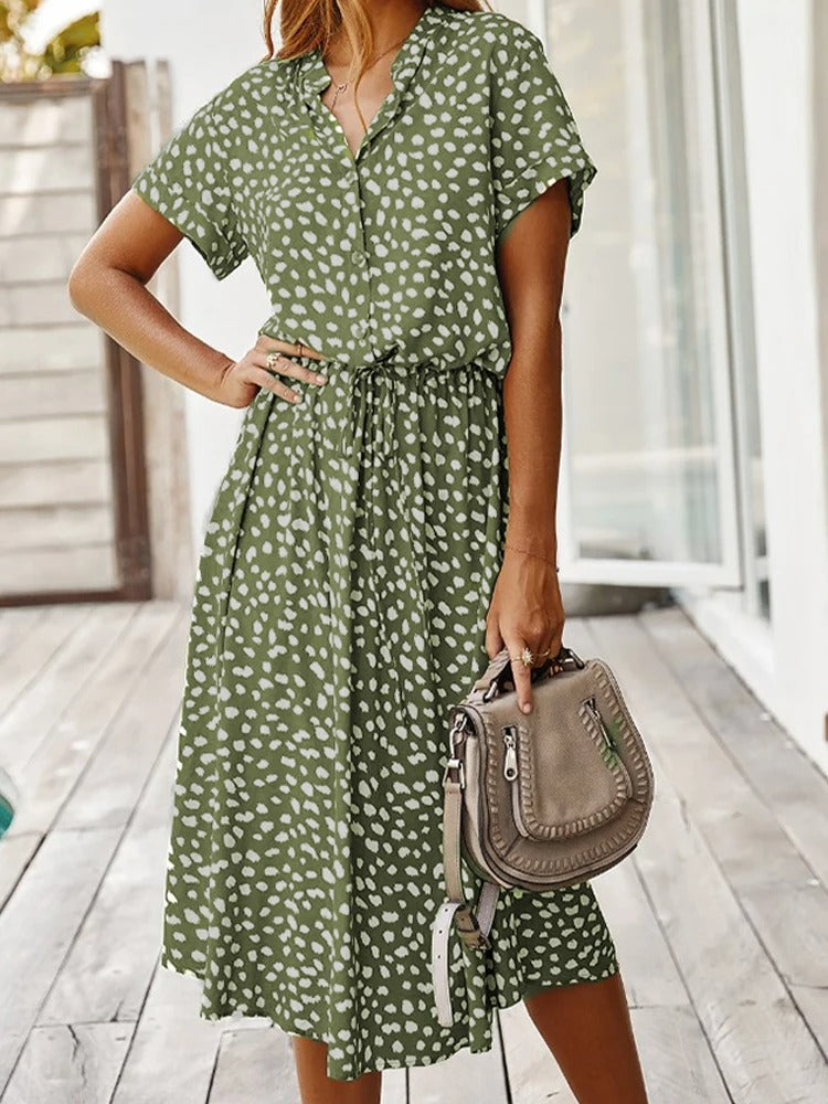 CM | vestido midi holgado para mujer con cinturón