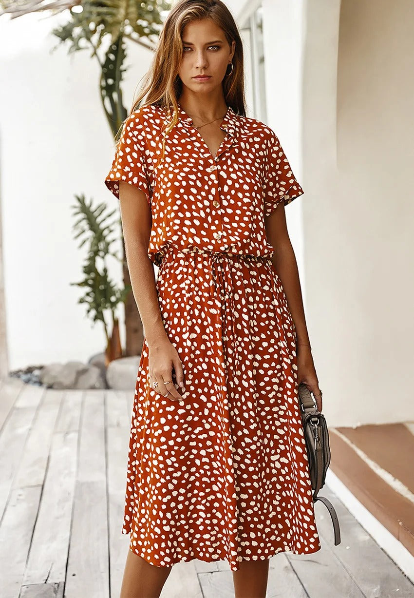 CM | vestido midi holgado para mujer con cinturón