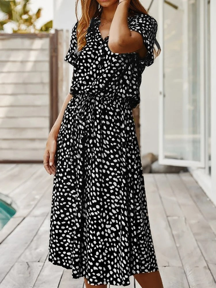 CM | vestido midi holgado para mujer con cinturón