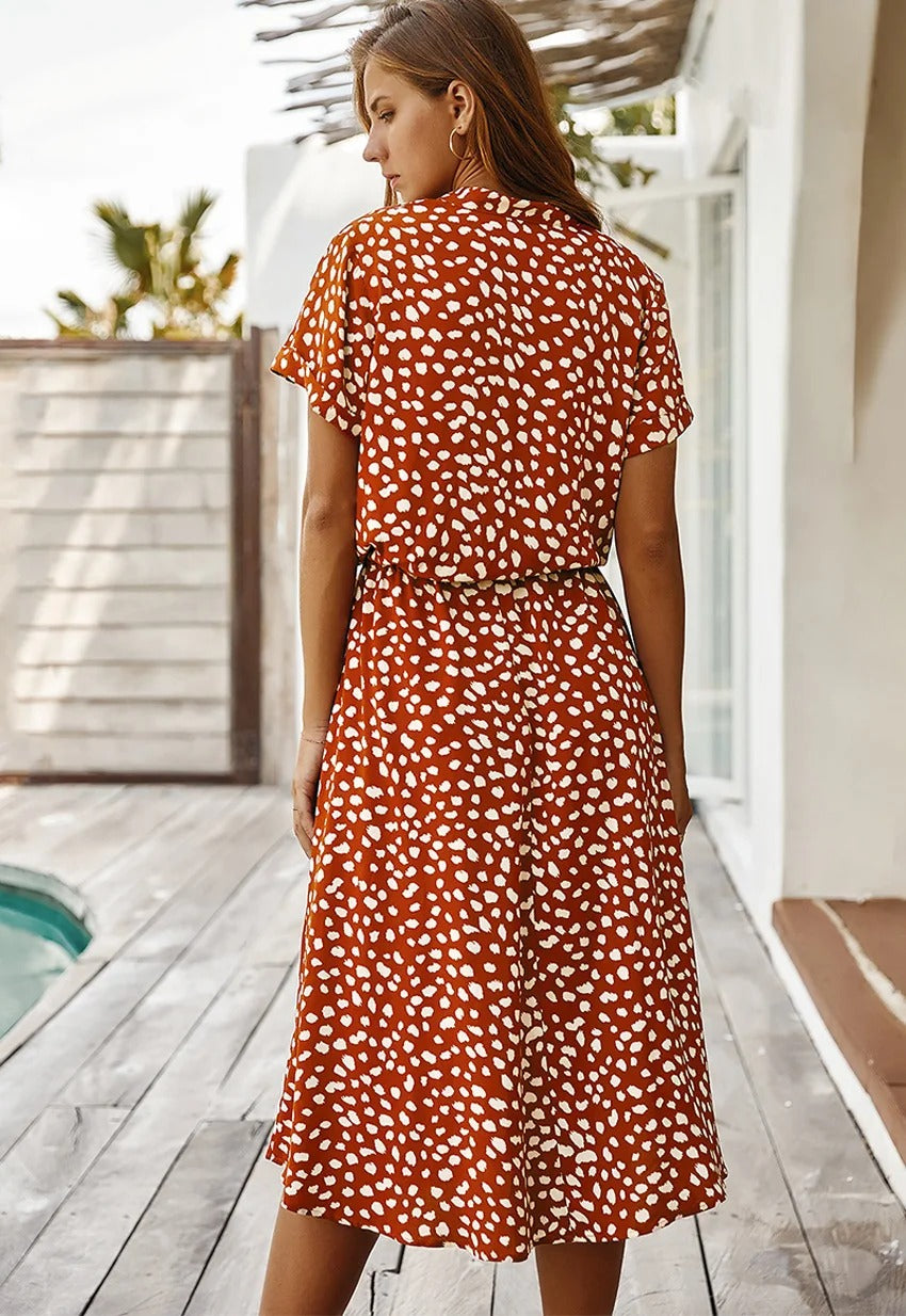 CM | vestido midi holgado para mujer con cinturón