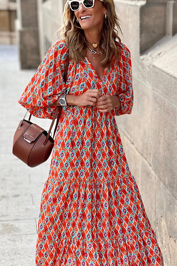 CM | Vestido midi con mangas abullonadas