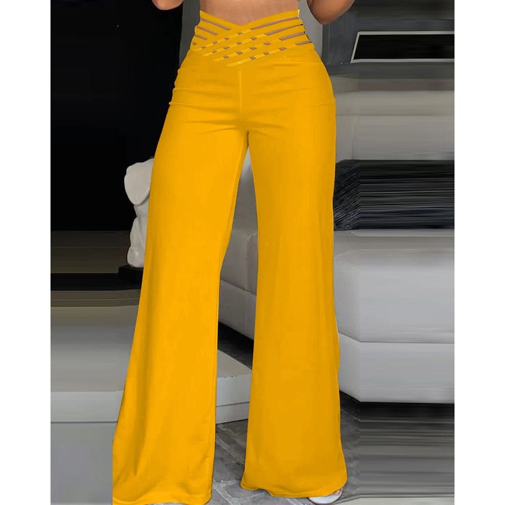 CM | Pantalones acampanados de elastano con cintura cruzada