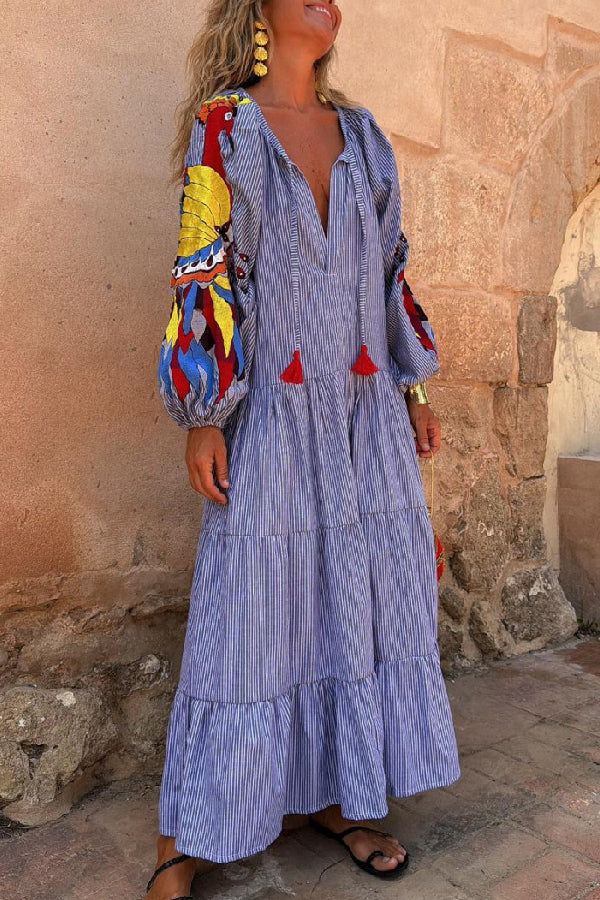 CM | Vestido largo a rayas rojas y blancas