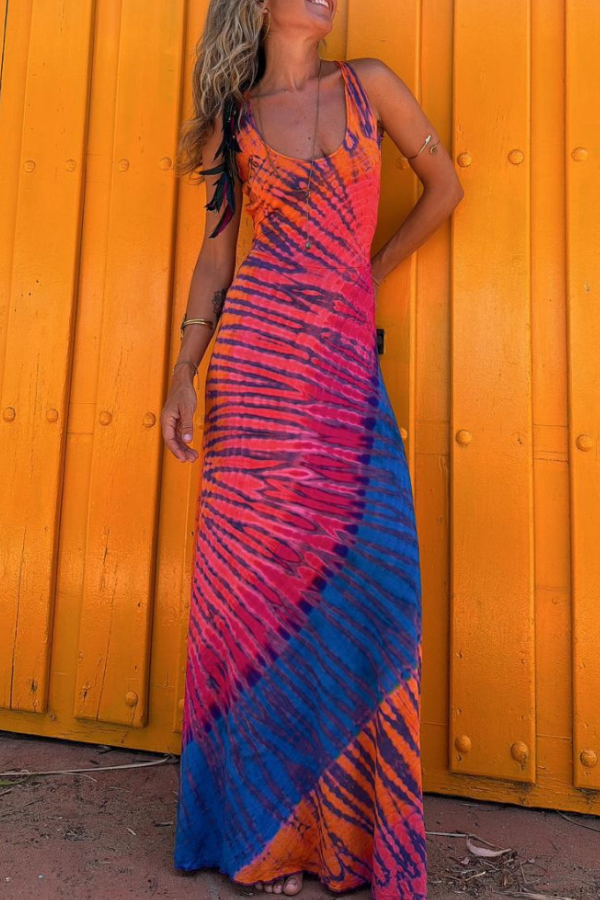 CM | Vestido maxi elástico con espalda cruzada