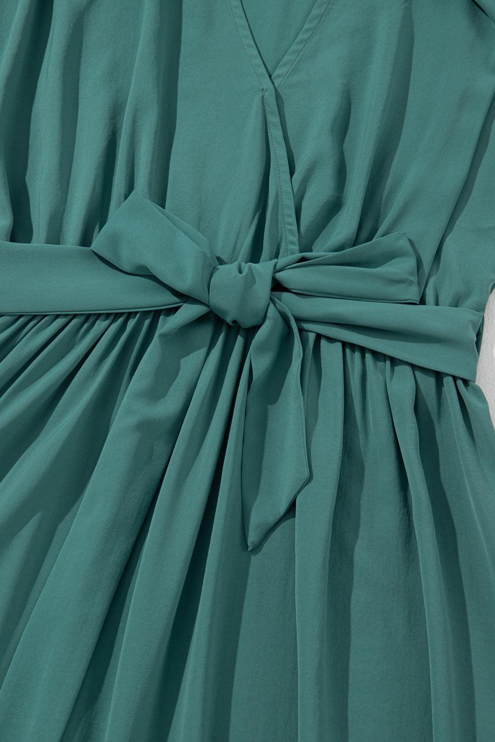 CM | maxi vestido verde oscuro con pliegues para mujer