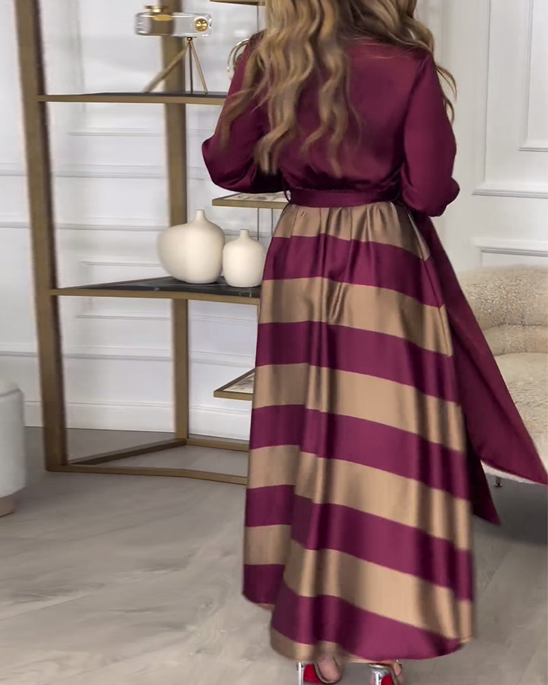 CM | Elegante maxi vestido de rayas