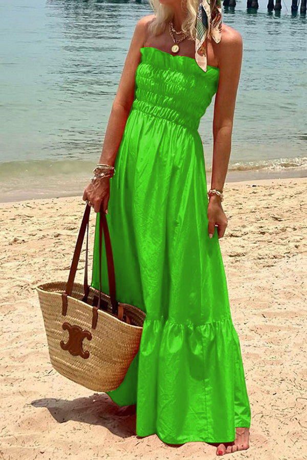 CM | Passionate Beach Vestido Largo Plisado Bandeau Resort