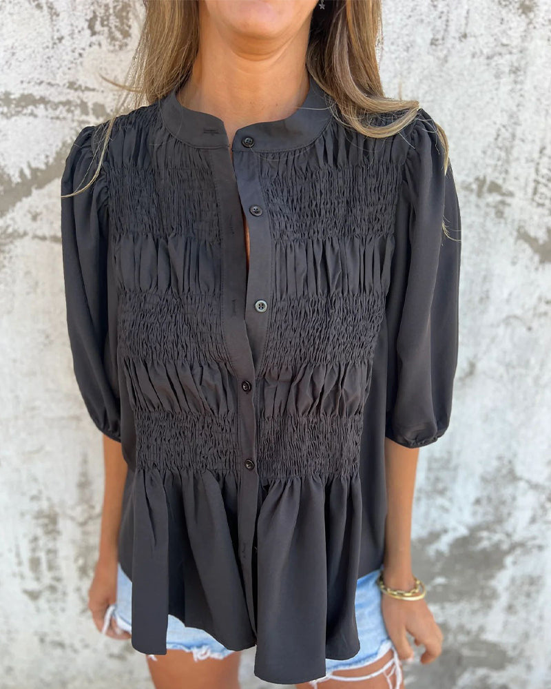 CM | Blusa Casual Moda Manga Corta Unicolor