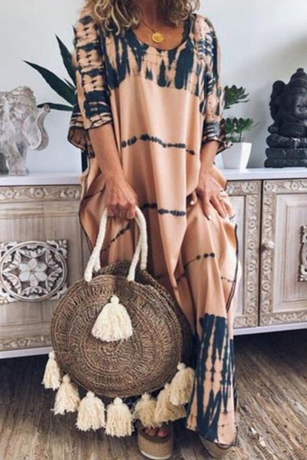 CM | maxi vestido estampado suelto con escote redondo