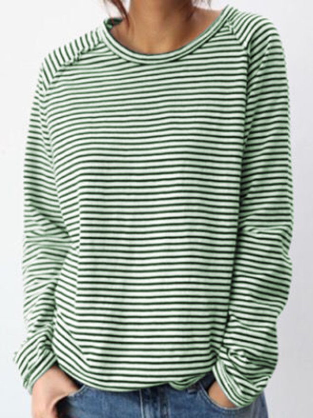 CM Blusa básica de algodón blanco y negro de manga larga