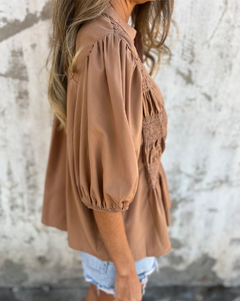 CM | Blusa Casual Moda Manga Corta Unicolor