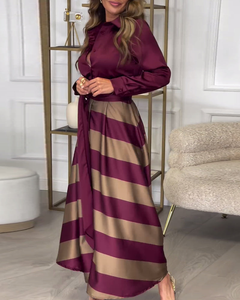CM | Elegante maxi vestido de rayas