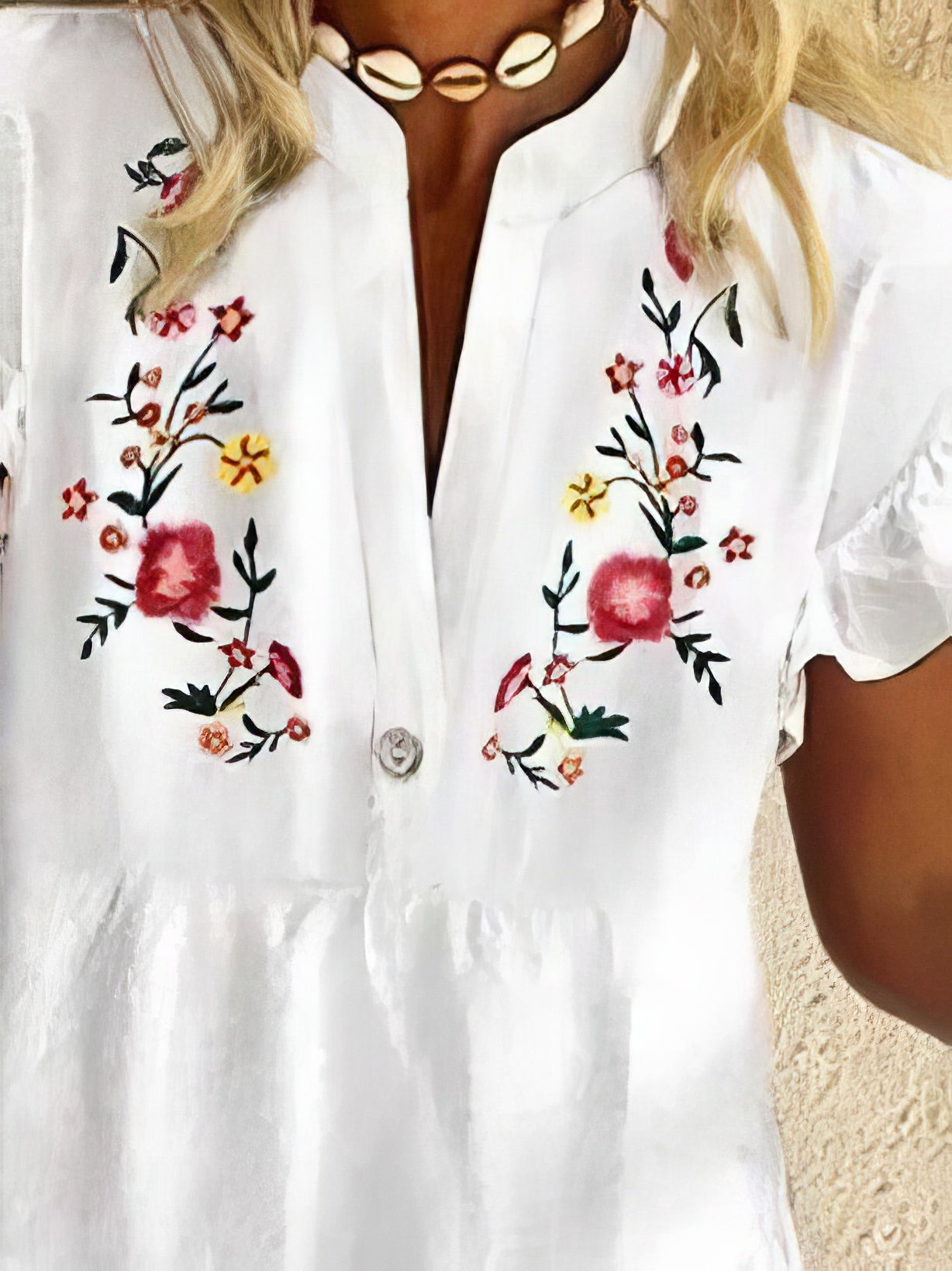CM | Minivestido de flecos con estampado floral y escote en V