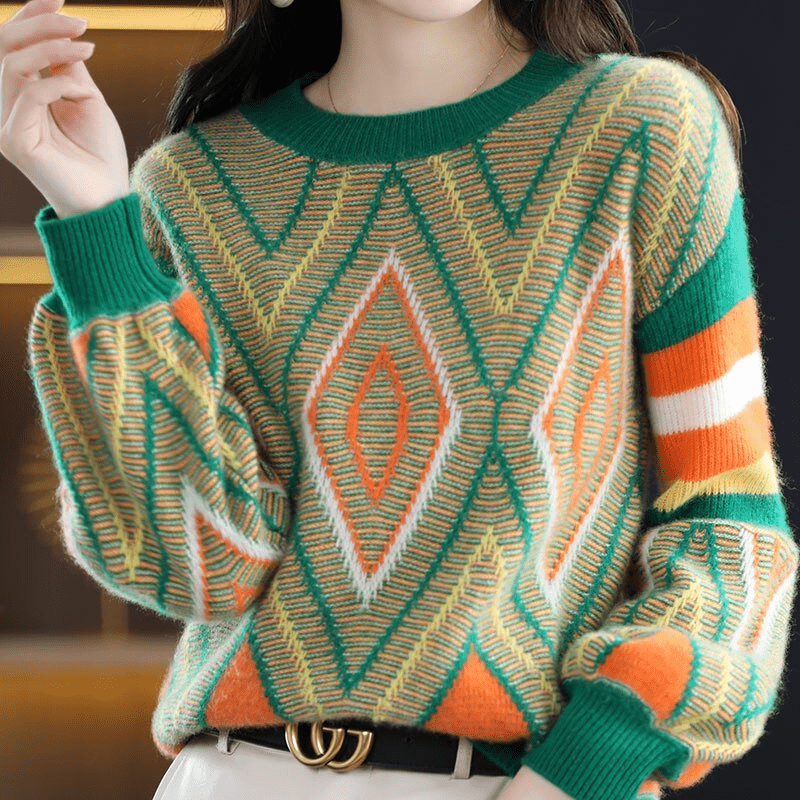 CM | A'leurs - Elegante jersey estampado verde-naranja