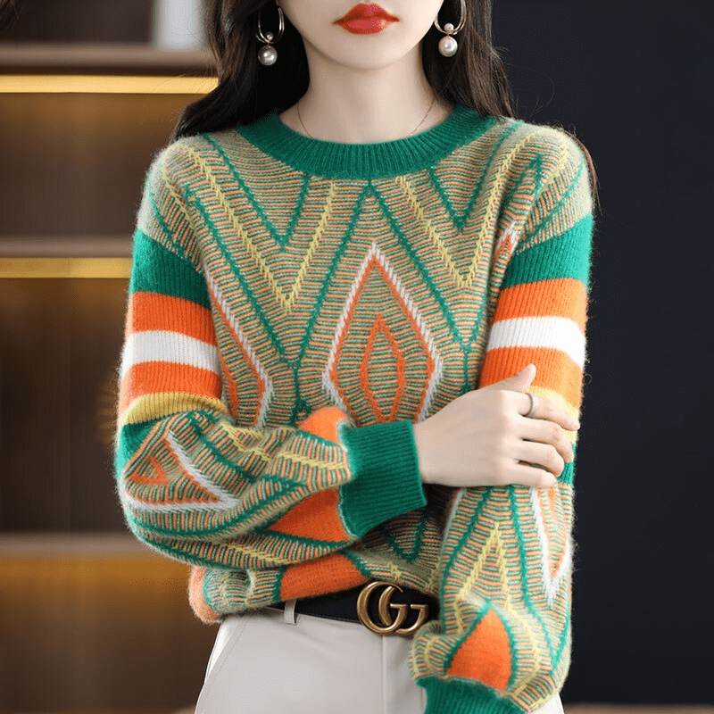 CM | A'leurs - Elegante jersey estampado verde-naranja