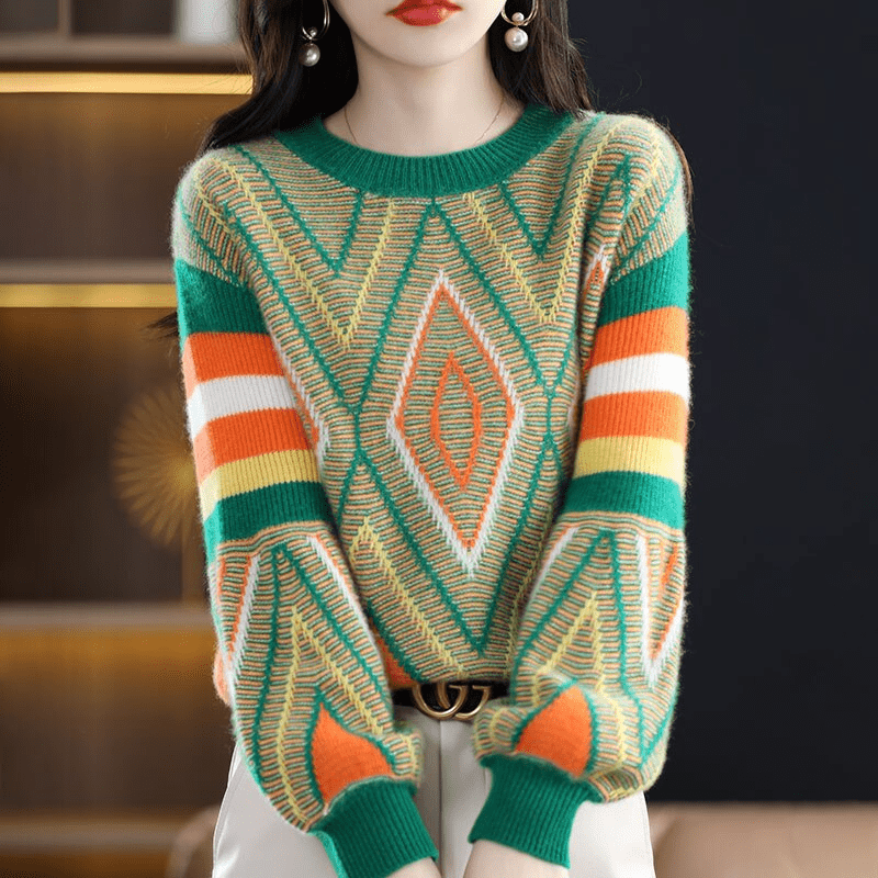 CM | A'leurs - Elegante jersey estampado verde-naranja