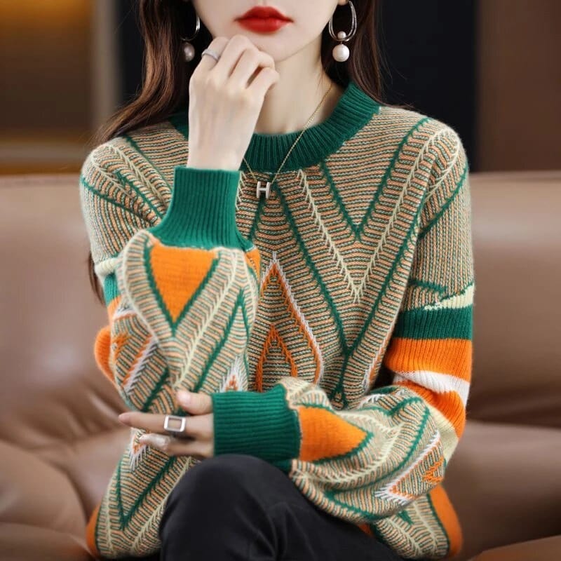 CM | A'leurs - Elegante jersey estampado verde-naranja
