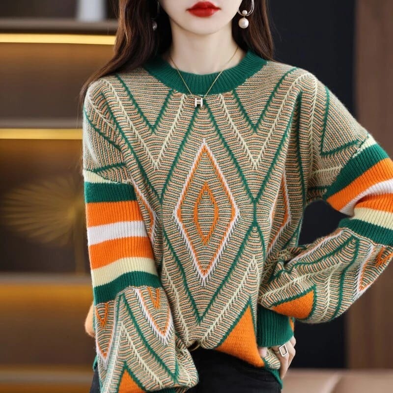 CM | A'leurs - Elegante jersey estampado verde-naranja