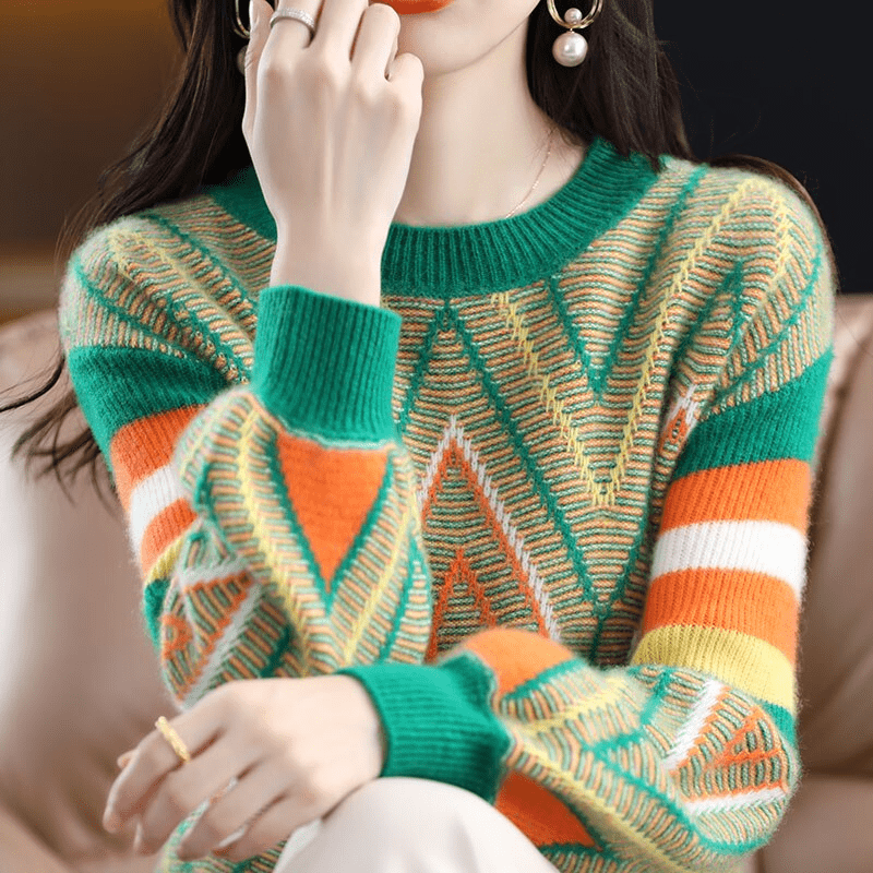 CM | A'leurs - Elegante jersey estampado verde-naranja