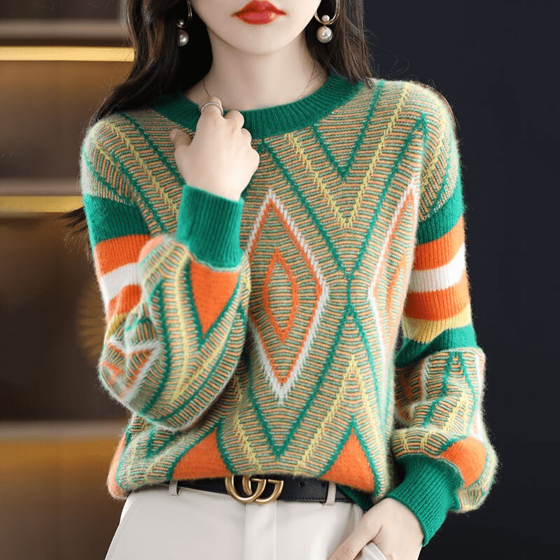 CM | A'leurs - Elegante jersey estampado verde-naranja