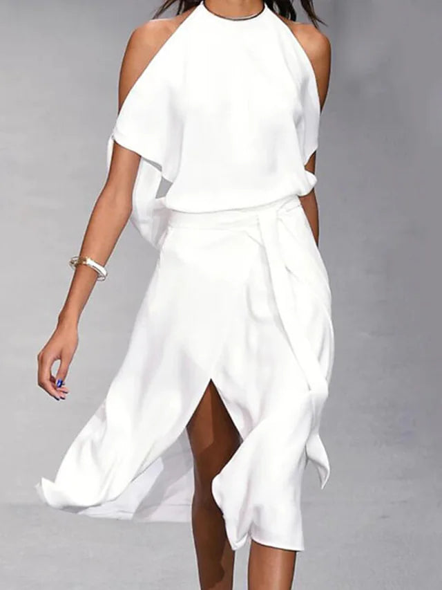 CM | Vestido midi casual con hombros al descubierto