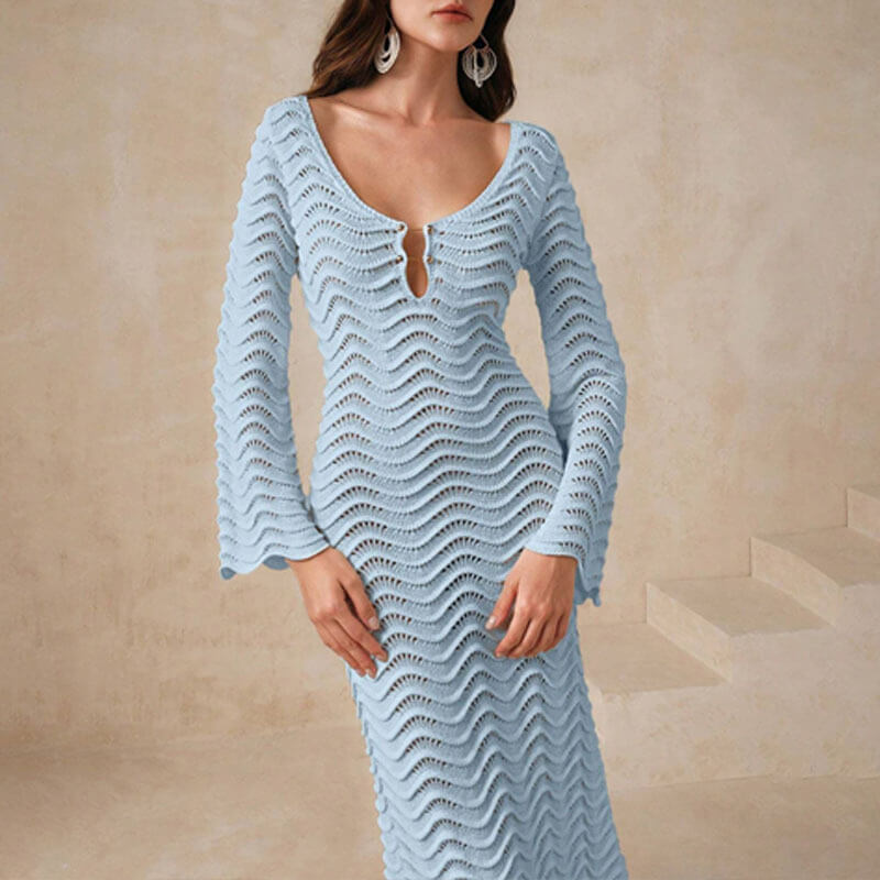 CM | elegante vestido midi de crochet para mujer