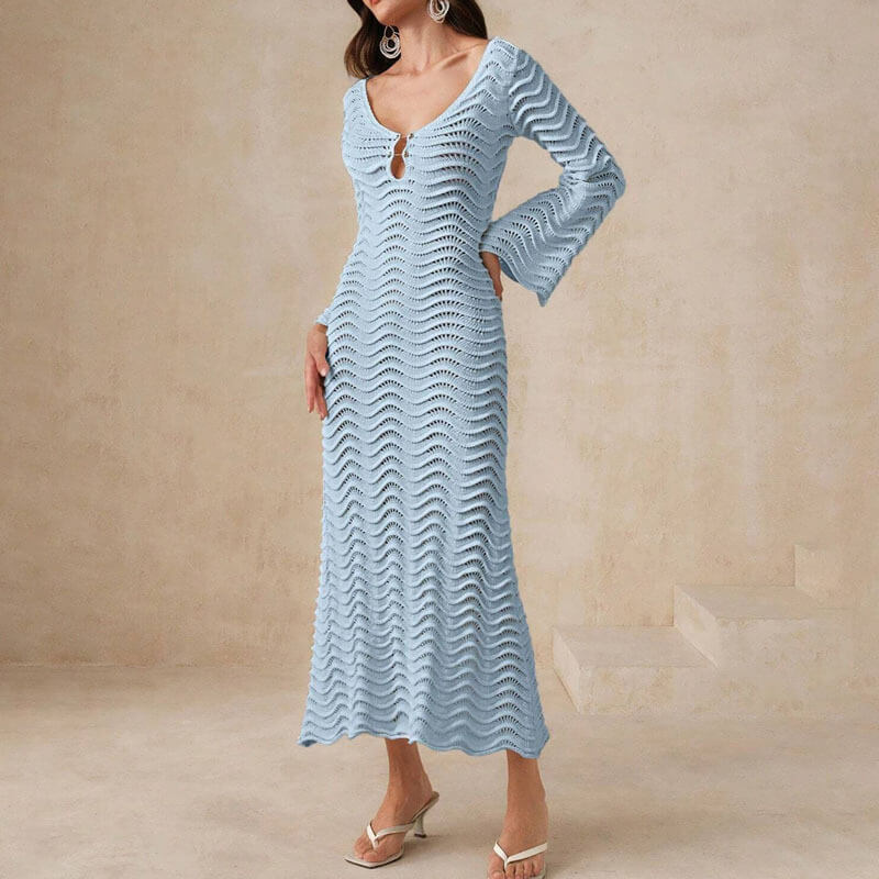 CM | elegante vestido midi de crochet para mujer